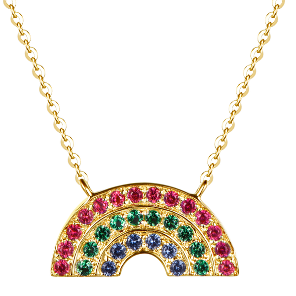 Atelier All Day 14K Gold #RAINBOWHUNT Pendant with a Rainbow of Rubies, Emeralds and Sapphires, benefitting No Kid Hungry