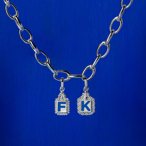 BLUE LETTER F CHARM