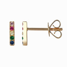 Load image into Gallery viewer, Atelier All Day 14K Gold &amp; Multi-Color CZ Bar Stud Earrings
