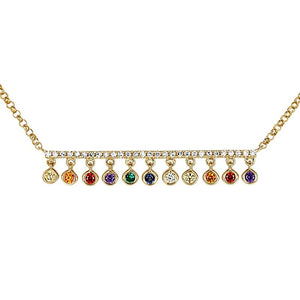 Atelier All Day 14K Gold & Diamond Bar with Multi-Color Drops Necklace