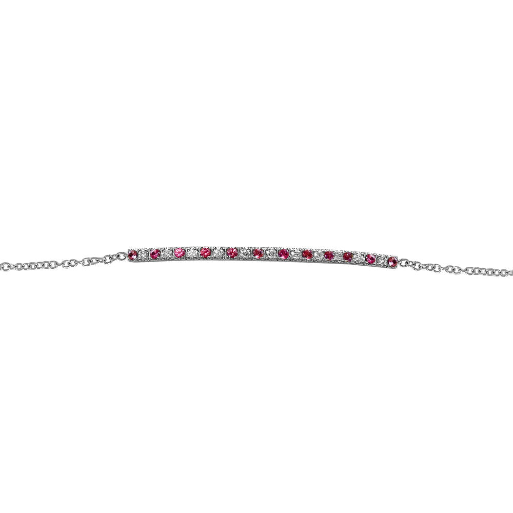 Matthia's & Claire Arc Bracelet with White Diamonds and Pink Sapphires