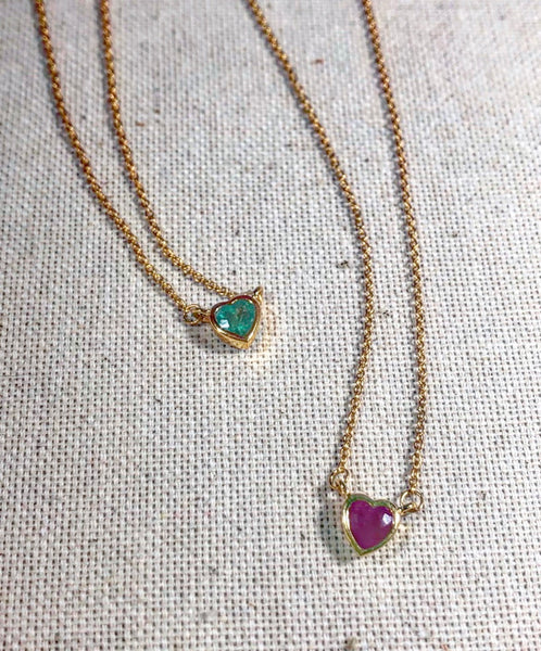 Atelier All Day 14K Gold & Precious Ruby Heart Pendant