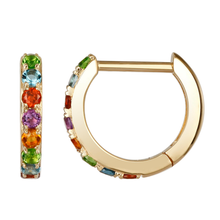 Load image into Gallery viewer, Atelier All Day 14K Multi Color CZ Huggie Hoops
