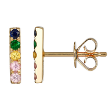 Load image into Gallery viewer, Atelier All Day 14K Summer Hues CZ Bar Stud Earrings

