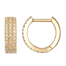 Load image into Gallery viewer, Atelier All Day 14K Gold &amp; Triple Row Diamond Pavé Micro Huggie Hoops
