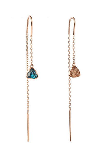 Anné Gangel Floating Pebble Raw Diamond & Gold Threader Earrings