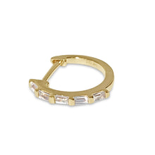Load image into Gallery viewer, Atelier All Day 14K &quot;Diamond&quot; CZ Baguette Huggie Hoops

