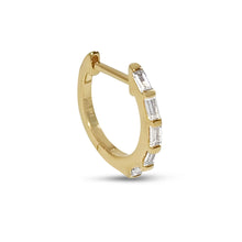 Load image into Gallery viewer, Atelier All Day 14K &quot;Diamond&quot; CZ Baguette Huggie Hoops
