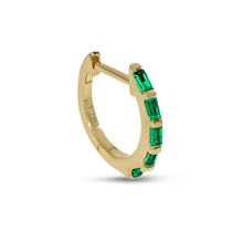 Load image into Gallery viewer, Atelier All Day 14K &quot;Emerald&quot; CZ Baguette Huggie Hoops
