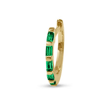 Load image into Gallery viewer, Atelier All Day 14K &quot;Emerald&quot; CZ Baguette Huggie Hoops
