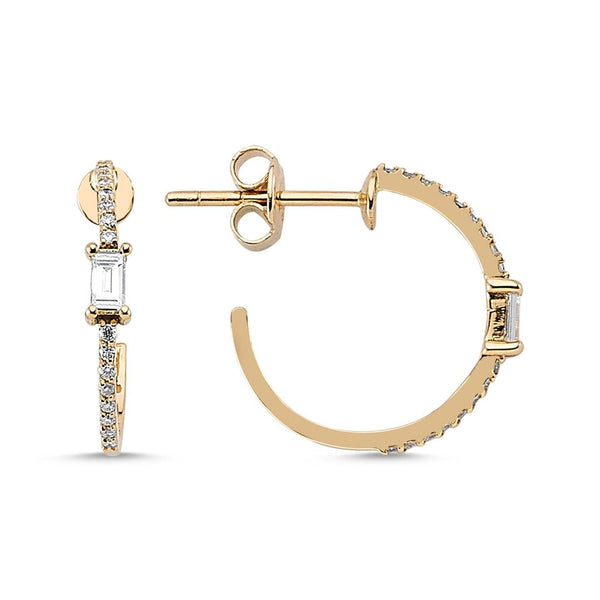 OWN Your Story Baguette and White Diamond Small Hoops