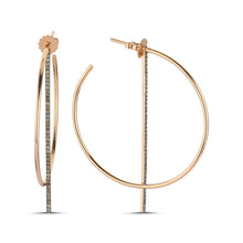 Load image into Gallery viewer, OWN Your Story Offset Hoops with Cognac Diamonds - Wear Two Ways!
