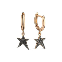Load image into Gallery viewer, OWN Your Story Rock Star Huggie Hoop Earrings with Black Diamonds
