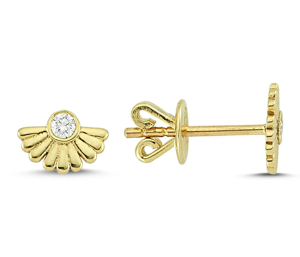 OWN Your Story 14K Gold Face the Sun White Diamond Studs