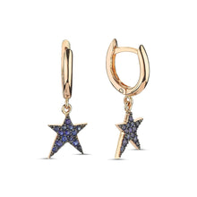 Load image into Gallery viewer, OWN Your Story Rock Star Huggie Hoop Earrings with Sapphires
