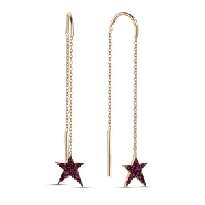 OWN Your Story Swinging Threader Ruby & Gold Rock Star Earrings