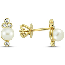 Load image into Gallery viewer, OWN Your Story 14K Gold Nirvana White Diamond and Pearl Studs
