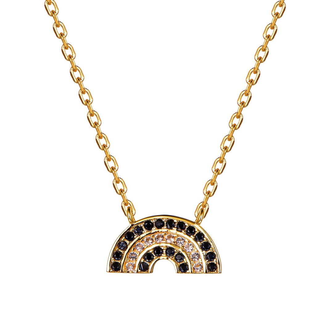 Atelier All Day 14K Gold Vermeil Black and Gold CZ Rainbow Pendant