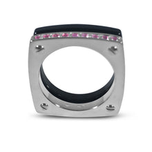 Load image into Gallery viewer, Matthia&#39;s &amp; Claire Cube Collection Double Cube Ring Black and WG with Pink Sapphires
