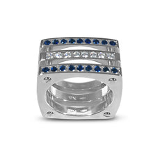 Load image into Gallery viewer, Matthia&#39;s &amp; Claire Cube Collection Triple Cube Ring WG with Diamonds and Blue Sapphires
