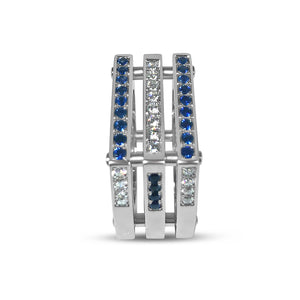 Matthia's & Claire Cube Collection Triple Cube Ring WG with Diamonds and Blue Sapphires