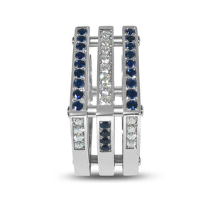 Matthia's & Claire Cube Collection Triple Cube Ring WG with Diamonds and Blue Sapphires