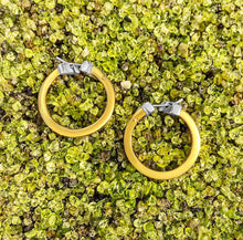 Load image into Gallery viewer, Matthia&#39;s &amp; Claire Small Flat Yellow Gold Hoops
