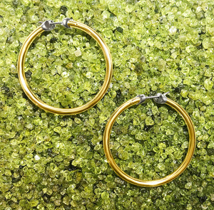Matthia's & Claire Mid Size Skinnier Yellow Gold Hoops