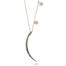 Load image into Gallery viewer, OWN Your Story Sliver Diamond Moon with Stars Pendant
