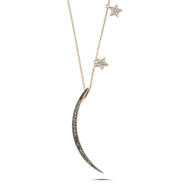 OWN Your Story Sliver Diamond Moon with Stars Pendant