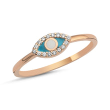 Load image into Gallery viewer, OWN Your Story 14K Gold Diamond Enamel Evil Eye Ring
