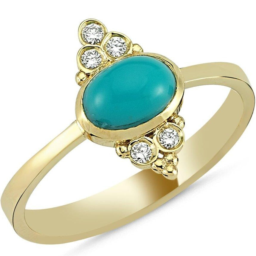 OWN Your Story 14K Gold Mystical Mantra Ring with Turquoise and Diamonds