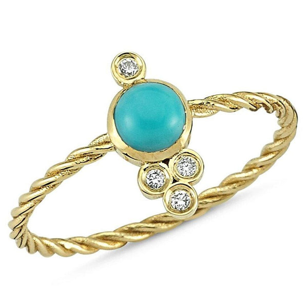 OWN Your Story 14K Gold Nirvana Diamond and Turquoise Cable Ring