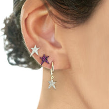 Load image into Gallery viewer, OWN Your Story Rock Star Huggie Hoop Earrings with White Diamonds
