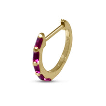 Load image into Gallery viewer, Atelier All Day 14K &quot;Ruby&quot; CZ Baguette Huggie Hoops
