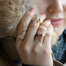 Load image into Gallery viewer, OWN Your Story Starburst Finger Climber Ring with Diamonds
