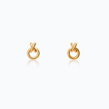 Load image into Gallery viewer, X BUTTON GOLD EARRINGS
