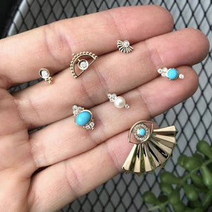 OWN Your Story 14K Gold Nirvana White Diamond and Turquoise Studs