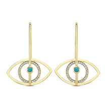 Load image into Gallery viewer, OWN Your Story 14K Gold Eyes Wide Open Evil Eye Drop Earrings
