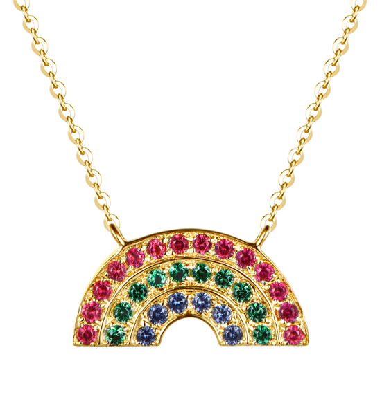 Atelier All Day 14K Gold Vermeil #RAINBOWHUNT Pendant with a Rainbow of CZs, benefitting No Kid Hungry