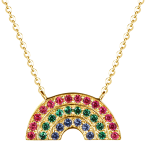 Atelier All Day 14K Gold #RAINBOWHUNT Pendant with a Rainbow of Rubies, Emeralds and Sapphires, benefitting No Kid Hungry