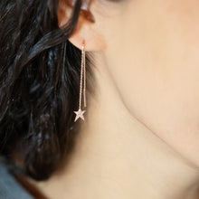 Load image into Gallery viewer, OWN Your Story Swinging Threader Diamond &amp; Gold Rockstar Earrings
