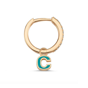 OWN Your Story 14K Gold Enamel Initial Diamond Hoop with Diamonds (Single)