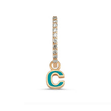 Load image into Gallery viewer, OWN Your Story 14K Gold Enamel Initial Diamond Hoop with Diamonds (Single)
