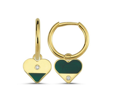 Load image into Gallery viewer, OWN Your Story Heart Diamond Enamel Hoops
